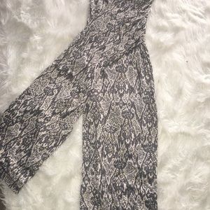 Gray /Cream pants with small metallic gold piping.